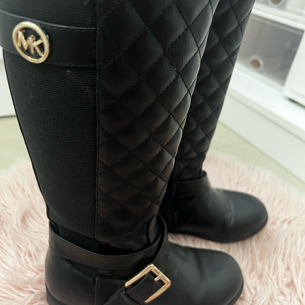 Michael Kors Black Quilted Riding Boots
